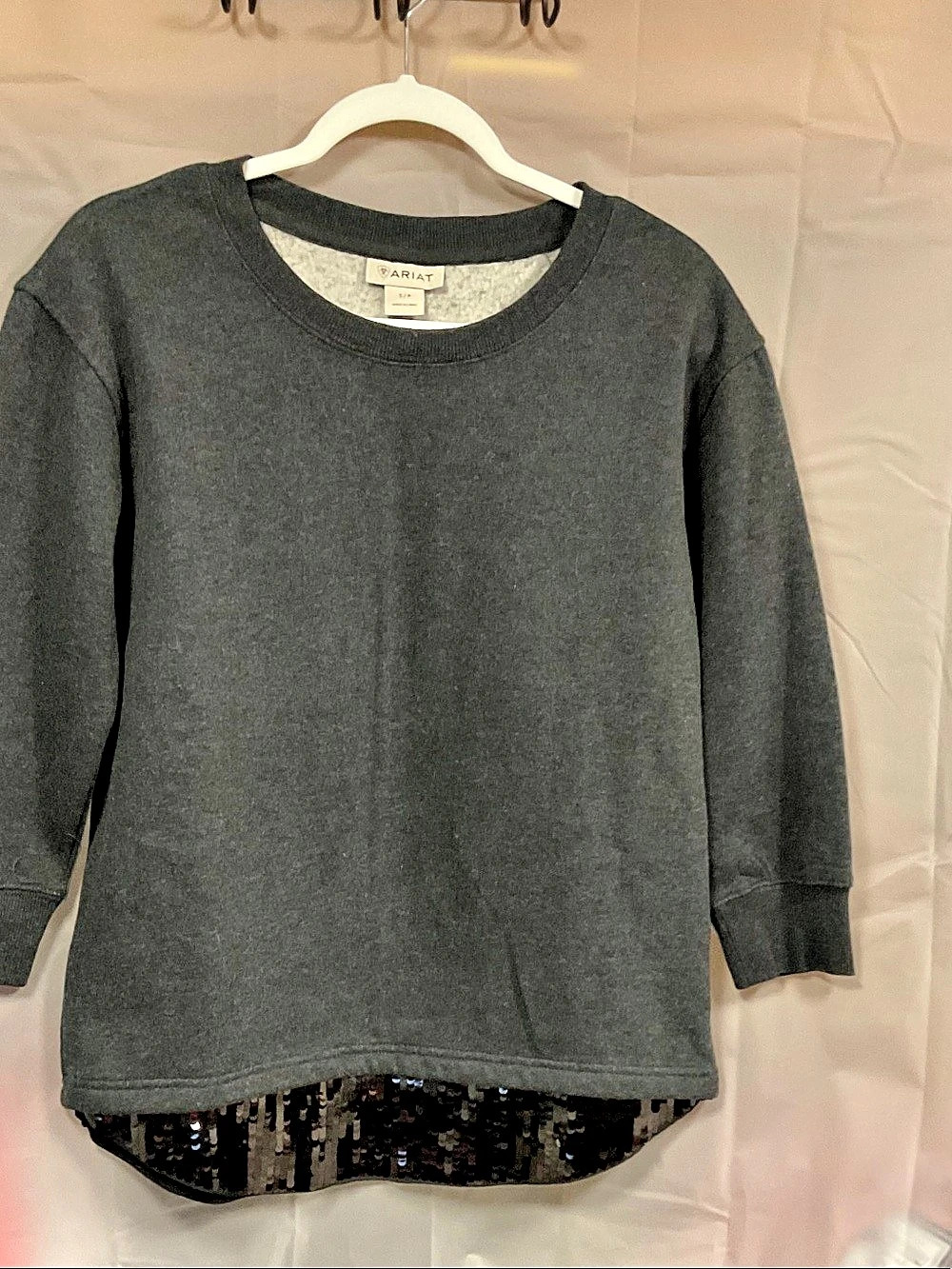 Ariat Women's Sequin Split Sweatshirt Gray Small